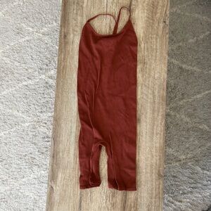 Free People Ribbed Brick Red Tank Jumpsuit
